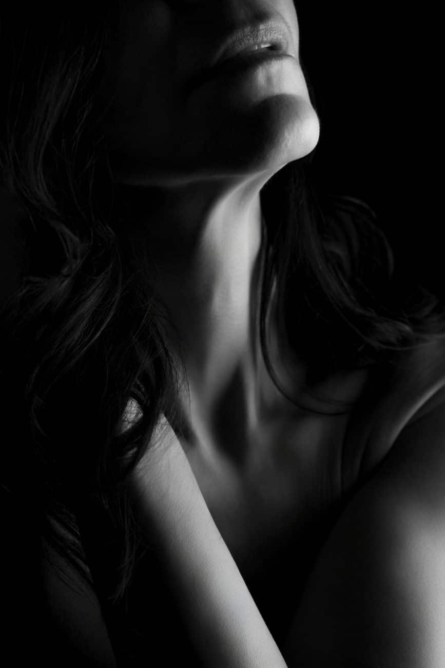 Private, anonymous black and white boudoir photo