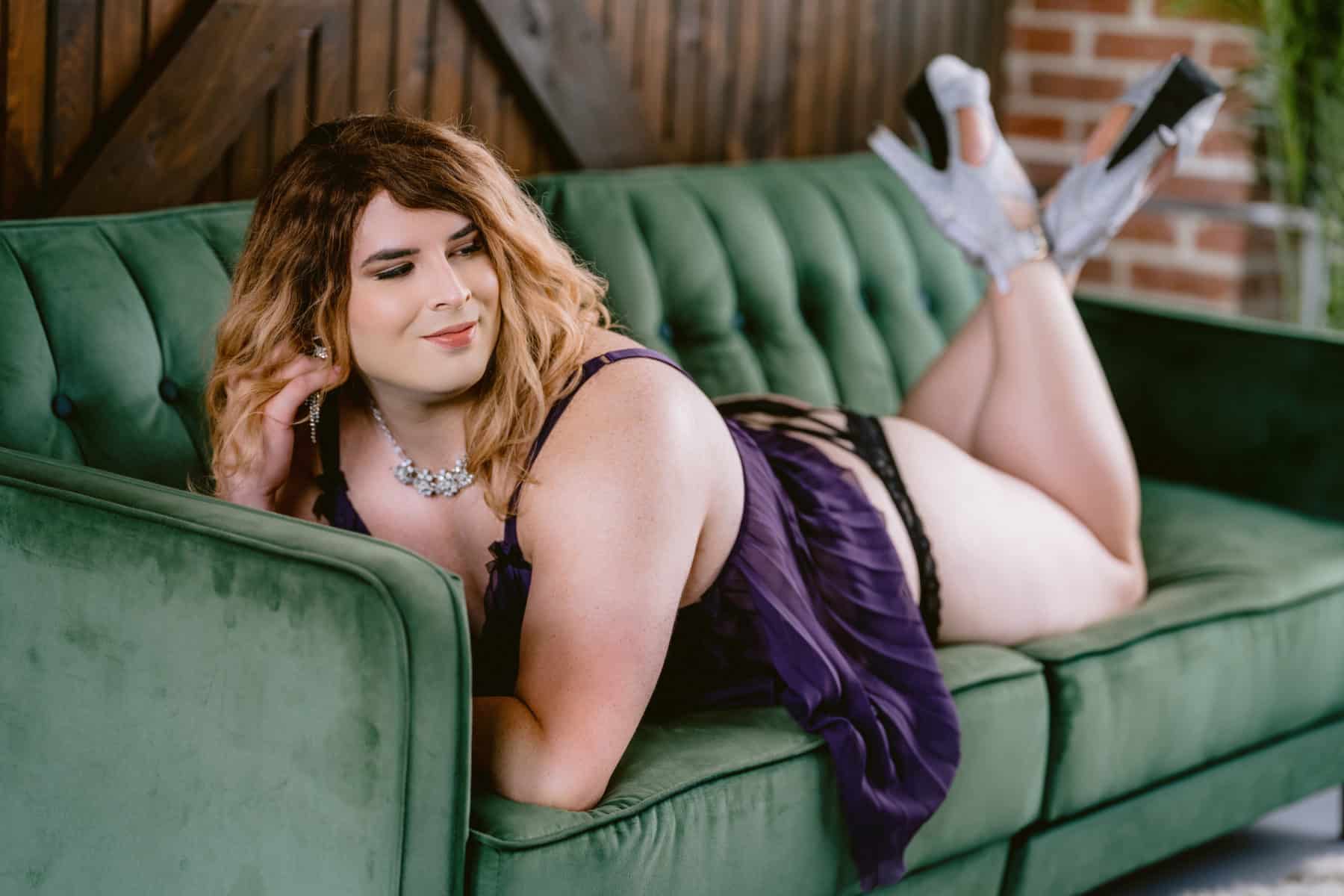 Trans boudoir session with trans woman feeling empowered and sexy in her body