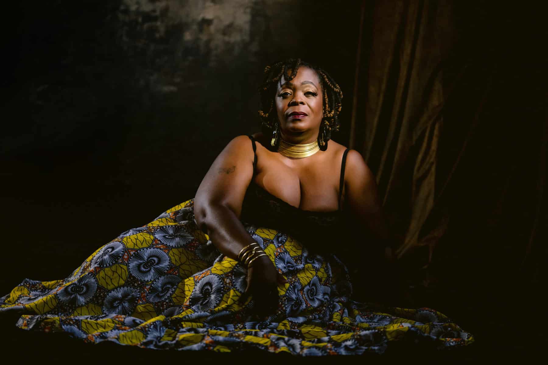 Poweful black goddess during her boudoir session at allebach photography