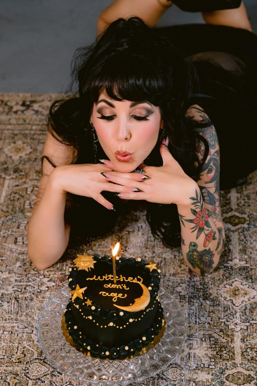 Blowing out the birthday boudoir candles